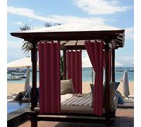 ele ELEOPTION Cortinas de Exterior, Resistentes al Agua, Protección UV, Cortina Exterior con Ojales, Cortina Opaca para Jardín, Patio, Balcón, Vino Rojo, 2 Piezas / 132 X 213cm