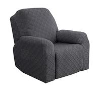 ele ELEOPTION - Funda de sillón relax extensible, funda para sofá relax de 1 plaza con bolsillo lateral, para sillón reclinable de relajación y masaje, 4 piezas con jacquard (gris oscuro)