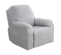 ele ELEOPTION - Funda de sillón relax extensible, funda para sofá relax de 1 plaza con bolsillo lateral, para sillón reclinable de relajación y masaje, 4 piezas con jacquard (gris claro)