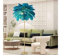 Ele - Lámpara de pie regulable de plumas de avestruz para dormitorio y sala de estar, interruptor de pie, incluye bombilla LED G4 Slish para decoración del hogar