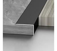 Ele - Perfil de azulejos de pared de 90 cm, paquete de 3 adornos de aluminio para paredes y pelaje, diseño resistente a los golpes, color negro (12 x 28 mm) - &Protect