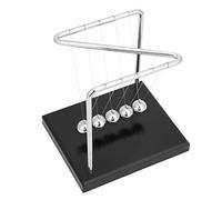 Eleage Bola de Péndulo Tipo Z, Artesanía Decorativa para Escritorio de Oficina en Casa, Bolas de Equilibrio de Acero Sólido con Soporte de Metal y Base de Madera, 14 X 12 X 14,5 Cm