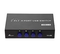 Eleage Caja de Interruptor Compartido USB 2.0 de 2/4 Puertos para una Cómoda Conectividad de PC e Impresora con Rápida Transferencia de Datos (manual de 4 puertos)