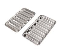 Eleage DIY Hot Dog Baking Pans Molde de Metal para Salchichas Conveniente Acero Inoxidable para Cocinar en Casa Diseño de 6 Cavidades