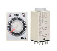 Eleage H3Y-2 Relé temporizador retardado ajustable 24 V con esfera transparente para control industrial - Temporización de 1S a 60S, 8 pines, material de cobre (30S)