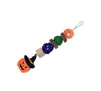 Eleage Juguetes para Masticar Pájaros de Halloween, Juguetes Duraderos y Divertidos para Morder Loros para Mascotas Pequeñas con Madera de Manzana y Bola de Ratán, 1 Unidad (Sombrero Calabaza)