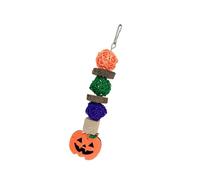 Eleage Juguetes para Masticar Pájaros de Halloween, Juguetes Duraderos y Divertidos para Morder Loros para Mascotas Pequeñas con Madera de Manzana y Bola de Ratán, 1 Unidad (Calabaza De Hoja)