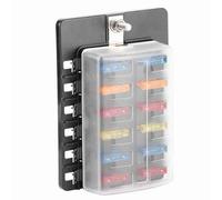 Eleage Kit de Caja de Fusibles de 12 Vías con Indicador LED, Soporte de Bloque de Fusibles Duradero para Automóvil, Camión, Barco - Eléctrico Completo de 100 A