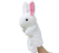 Eleage Marioneta de Mano con Guante de Conejito, Juguete Educativo de Aprendizaje Temprano de Conejo de Peluche Suave, Regalo Interactivo de Marionetas de Dibujos Animados Lindo para (White)