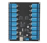 Eleage Módulo de relé Controlado por USB de 16 Canales, Interruptor SPDT Versátil de 9-36 V, Ideal para Proyectos de Domótica y Robótica, 1 Unidad