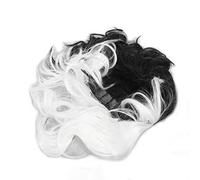 Eleage Peluca de Mujer Mitad Negra Mitad Blanca Peluquín de Pelo Corto Ondulado de Moda para Fiestas Halloween Cosplay