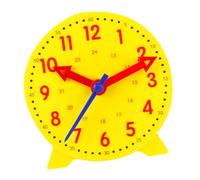 Eleage Reloj de Ayuda para la Enseñanza, Juguete Educativo Compacto para Niños, de 24 Horas con Conexión de 3 Punteros, Escuela Primaria, Tamaño de 10cm (Amarilla)