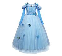 Eleasica Vestido Cenicienta para Niña Princesa Disfraz Cinderella Traje formal azul Hada Madrina Regalo Cumpleanos Conjunto de Broche Mariposa Cosplay Cenicienta Ceremonia de Baile Acto Teatro Musical