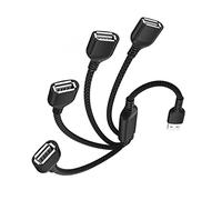 Elebase 4 Puertos USB Splitter Y Cable 0.3M,USB A 1 Macho a 4 Hembra Extensión Alargador Convertidor,Cuatro USB Multi Multiple Hub Cargador Dato Prolongacion Adaptador Conector para Ordenador,Coche