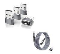 Elebase Adaptador USB a USB C 4 Pack,USB C Hembra a USB Macho y Cable USB C a Lightning 2M para Apple 14 13 12 11 Mini Pro MAX Plus XS XR X 8 7 SE,iPad 9th 8th Generation