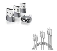 Elebase Adaptador USB a USB C para iPhone 17 16 Pro MAX 4 Pack,USB C Hembra a USB Macho y Cable CarPlay Carga Rápida USB-A a Tipo C 0.5/1/2/M,Cargando Auto USBC para Apple 15 16e,AirPods 3,iPad Air 4