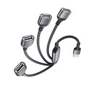 Elebase Alargador USB 0.3M,USB Splitter Y Cable,USBA 1 Macho a 4 Hembra Extensión Conector,Puerto USBA Extender Multi Hub,Adaptador Convertidor Cargador de Datos para Ordenador,Xbox One X S,Mac,PC,TV