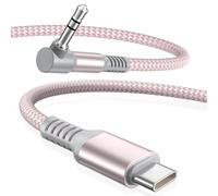 Elebase Cable Aux USB C para Samsung Galaxy S25 1.2M,Cable Auxiliar Coche Tipo C a Jack 3,5 MM Ángulo Recto Audio Adaptador para Galaxy S25 S24,Z Flip Fold 7 6 5,Tab S10 S9 A10 A9,A56 A55,M56 M55