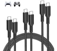 Elebase Cable Cargador para Controles PS5 Slim Pro 3Pack 1/2/3M,Cable Carga USB C Negro para Controles de X-Box Series X/S Core,Switch 2,Elite Series 2,DualSense de PlayStation 5