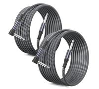 Elebase Cable Instrumento 1/4 2M 2PCS,Lead Guitarra 1/4 TS Mono Angulo Recto,Cable Plug Audio Macho 6.3 Jack 90 Grados,Cord 6.35 para Guitarra Eléctrica,Bajo,Teclado,Amplificador Amp,Nylo