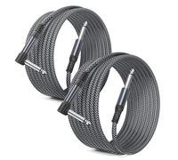 Elebase Cable Instrumento 1/4 9M 2PCS,Lead Guitarra 1/4 TS Mono Angulo Recto,Cable Plug Audio Macho 6.3 Jack 90 Grados,Cord 6.35 para Guitarra Eléctrica,Bajo,Teclado,Amplificador Amp,Nylo