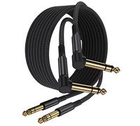Elebase Cable Instrumento 6.35mm TRS 3M 2-Pack,Lead Balanceado Audio Estéreo 1/4 Pulgadas Macho 6.3 Jack,Cord 6.35 para Guitarra Eléctrica,Bajo,Teclado,Mezclador,Amplificador Amp,Altavoz