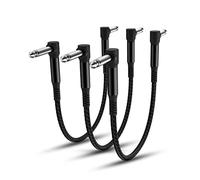 Elebase Cable Patch para Guitarra 3Pack,0.15M Pedal Cables 1/4 Angulo Recto Trenzado Estéreo Cable Equilibrio Audio Doble Blindaje TS Enchufe Cobre para Amplificador Micrófono/Mezclador Amplificador