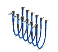 Elebase Cable Patch para Guitarra 6Pack,0.15M Pedal Cables 1/4 Angulo Recto Trenzado Estéreo Cable Equilibrio Audio Doble Blindaje TS Enchufe Cobre para Amplificador Micrófono/Mezclador Amplificador