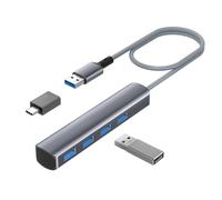 Elebase Hub USB 3.0 para PS5 PS4 Pro Slim,4 Puertos Adaptador Multipor | Extensor de Alta Velocidad 5Gbps con Cable de 60cm Adaptador USB y OTG para MacBook Laptop PC Desktop Coche Memoria Flash