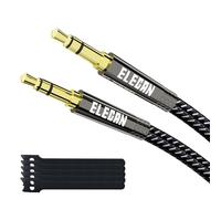 Elecan 2 cables auxiliares de 3,5 mm (carcasa de aleación de zinc Hi-Fi Sound-OD de 3,5 mm ultrafino y suave) Cable de audio estéreo auxiliar trenzado de 3,5 mm para auriculares de coche estéreo