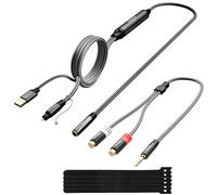 Elecan Cable convertidor de audio óptico unidireccional macho a 3.5 mm AUX hembra de 10 pies, 192 kHz DAC SPDIF/Toslink adaptador digital a analógico para TV/PS4/DVD a auriculares de barra de sonido +