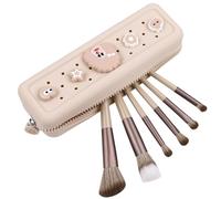 Elecbae Bolsa organizadora de maquillaje con abalorios, Beige