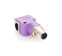 Elecbee Adaptador de mamparo M12 a RJ45 impermeable M12 D código 4 pines macho a conector RJ45 en ángulo recto, morado