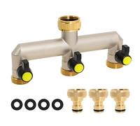 Elecbee Distribuidor de Agua de Latón de 3 vías, Distribuidores de 3/4 Pulgadas, Divisor de Manguera de 3 Vías, Grifo Jardin Salida Conector, Adaptador de 1/2 Pulgadas