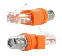 Elecbee F hembra a RJ45 macho coaxial acoplador hueco, RJ45 a RF macho RF a RJ45 convertidor adaptador recto conector RJ45 a convertidor de conector RF (2 Piezas)