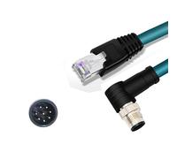 Elecbee M12 8-pin A Code Macho en ángulo a RJ45 macho High Flex Cat6 Cable Ethernet industrial PVC Verde oscuro