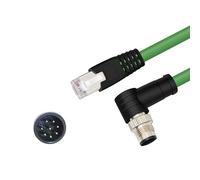 Elecbee M12 8-pin A Code Macho en ángulo a RJ45 Male High Flex Cat6 Cable Ethernet industrial PVC Verde
