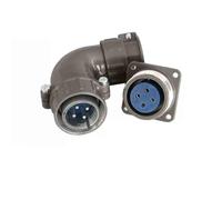 Elecbee P Series Aviation Connectors P28 4 Pin Right Angled Male and Female Flange Type Set P28J9S+P28K9A