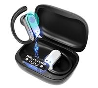 ELECGO Sport Auriculares inalámbricos con Ganchos, Auriculares Bluetooth 5.4 con ENC y cancelación de Ruido AI, Hi-Fi Audio 60H Doble Pantalla LED