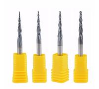 ElecMotive 4pcs Fresa Cónica de Carburo Cortador CNC para Aluminio Metal y Madera ,Radio de Bola 0,25-1 mm Recubrimiento de TiAlN