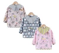 ElecMotive Pack de 3 Babero con Manga Larga Impermeable Artesanales/Artes/Pintura Delantal 3 a 24 Meses (Pack de 3 B)