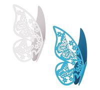 ElecMotive Tarjeta de copa de mariposa de 100 piezas para boda de champán, copa de vino Parti Favor, cuadro número decorativo (blanco + azul)