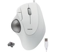 ELECOM Diseño ergonómico cómodo Trackball IST conexión USB-A con cable, seguimiento suave con rodamiento de bolas de rubí, bola de 36 mm, control de pulgar, compatible con Windows, PC y Mac, blanco