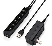 ELECOM U2H-Z7SBK hub de Interfaz USB 2.0 480 Mbit/s Negro - Concentrador (USB 2.0, USB 2.0, 480 Mbit/s, Negro, 1,5 m, 23 mm)