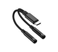 Elecora Adaptador USB C a Doble Jack 3.5mm Aux Audio Headphone Splitter, 2-in-1 Adapter Tipo C a Hembra Auriculares Micrófono Splitter