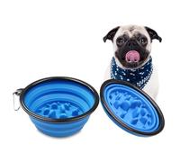 Elecpioneev Cuenco plegable para perros con alimentador lento, cuenco portátil de viaje para mascotas con mosquetón, ligero y plegable para perros y gatos, ideal para aventuras al aire libre (12