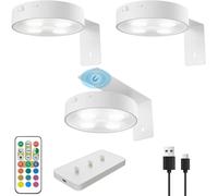 Electight 3 Pack Foco para Cuadros Sin Cable Interior, Apliques LED para Cuadros Recargable USB, RGB Sensor de Movimiento con Mando a Distancia, para Vitrina, Cuadros, Armario