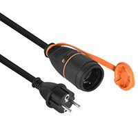 Electraline 01743 Cable Alargador Profesional IP44, Cable de goma RNF 10M 3G1.5 con Toma de corriente Electralock equipado con un mecanismo de bloqueo que evita la desconexión accidental del enchufe