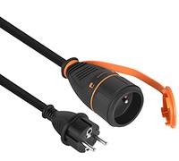 Electraline 01760 - Alargador de extensión IP44 (5 m, goma, H07RN-F, 3G2,5 mm, hembra francesa, Electralock, equipada con un sistema de bloqueo, que evita la desconexión enchufe-enchufe), color negro