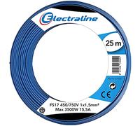 Electraline 13092 - Cable unipolar FS17, sección 1 x 1,5 mm², azul, 25 m